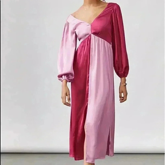 Anthropologie Porridge Pink Colorblocked Long Sleeve Maxi Dress - Size XSmall - Picture 1 of 4